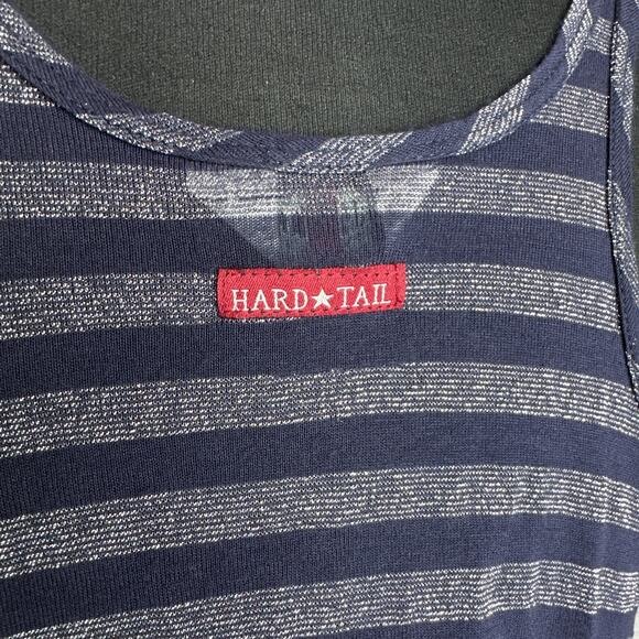 Hard Tail Vintage 90s Y2K Navy Metallic Racerback Sheer Tank Top Womens Small - Picture 8 of 11